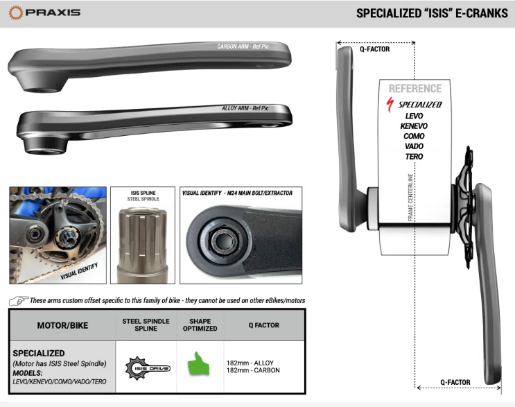 PAR DE BIELAS PRAXIS E-CRANK SET | TURBO-ISIS | SBC | LEVO/G2 | ALUMINIO  