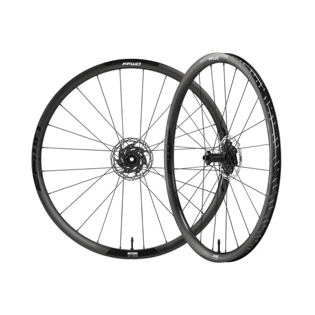 JUEGO DE RINES FFWD OUTRIDE RUTA/GRAVEL ALU DT350 12x100mm & 12x142mm (HG) NEGRO MATTE