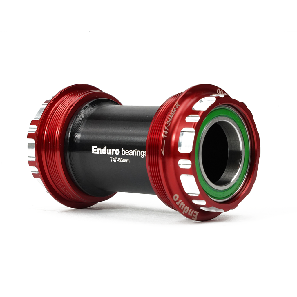 BKS-0230 - T47-External, Threaded, stainless steel, Angular Contact Bearing Bottom Bracket for T47 Framesets and Shimano 24mm Cranksets - Red