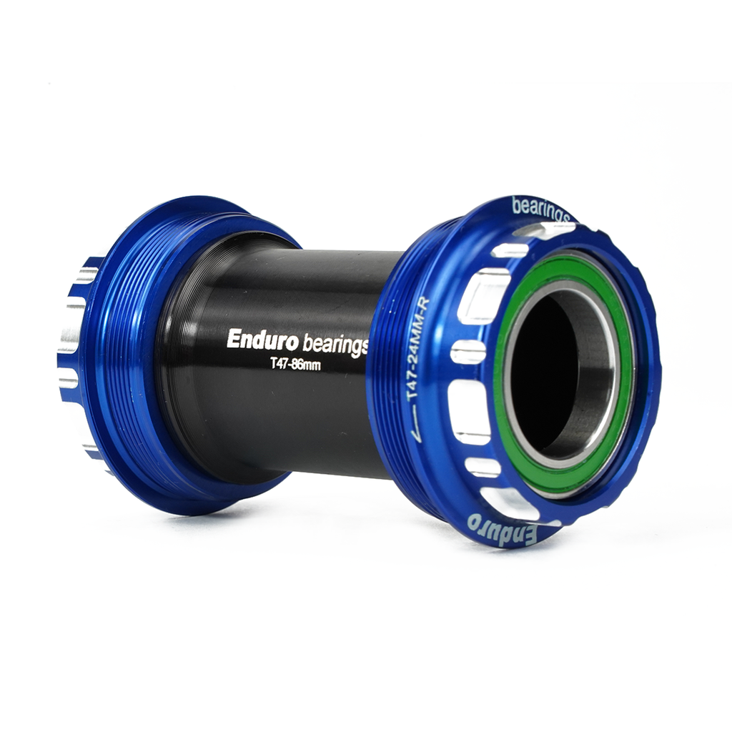 BKS-0232 - T47-External, Threaded, stainless steel, Angular Contact Bearing Bottom Bracket for T47 Framesets and Shimano 24mm Cranksets - Blue