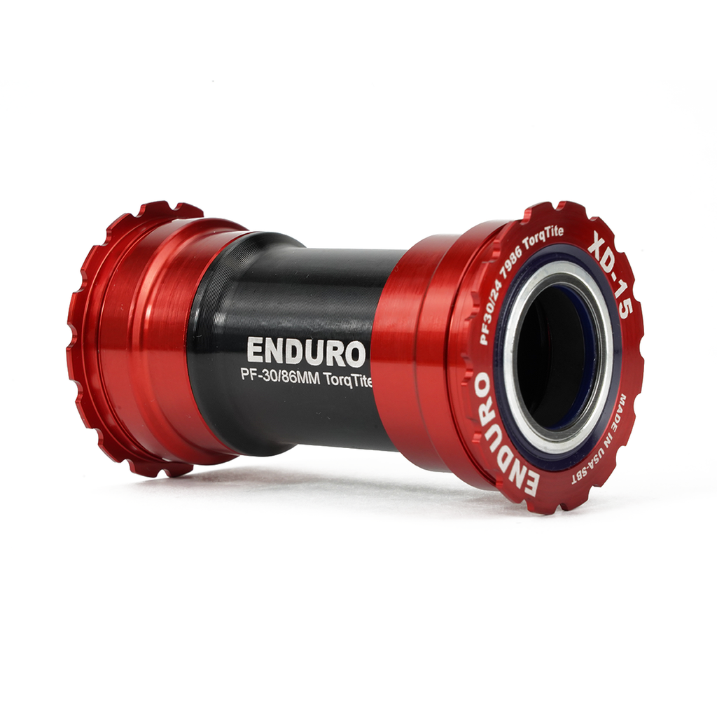 BKC-0695 - Torqtite, Ceramic, XD15 Corsa, 45 degree Angular Contact, Bearing Bottom Bracket for BB386 Framesets to Shimano 24mm Cranksets - Red
