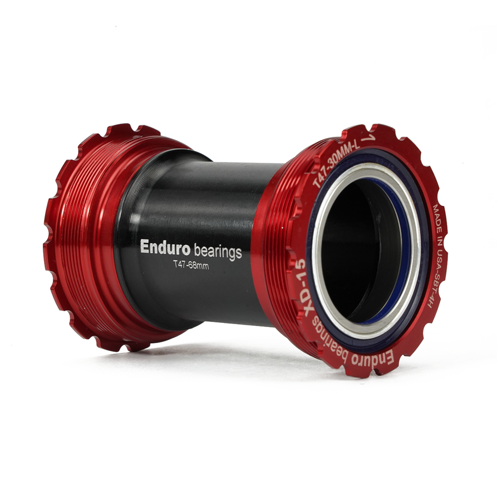 BKC-0720 - T47-Internal, Threaded, Ceramic Hybrid, XD15 Corsa, 45 degree Angular Contact, Bearing Bottom Bracket for T47 Framesets and 30mm Cranksets - Red