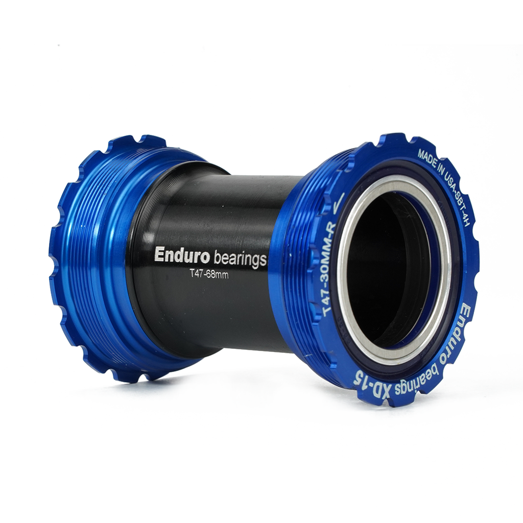 BKC-0722 - T47-Internal, Threaded, Ceramic Hybrid, XD15 Corsa, 45 degree Angular Contact, Bearing Bottom Bracket for T47 Framesets and 30mm Cranksets - Blue