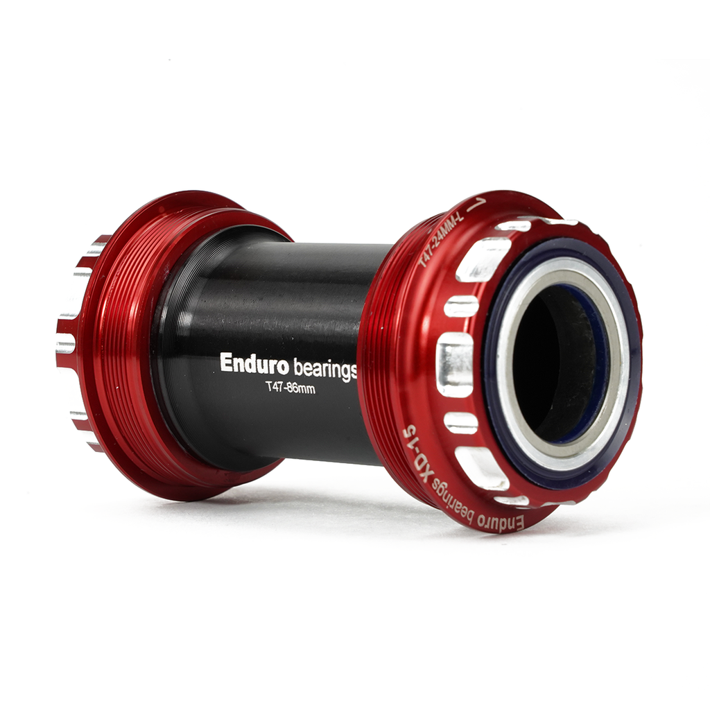 BKC-0740 - T47-External Threaded, Ceramic Hybrid, XD15 Corsa, 45 degree Angular Contact, Bearing Bottom Bracket for T47 Framesets and Shimano 24mm Cranksets - Red