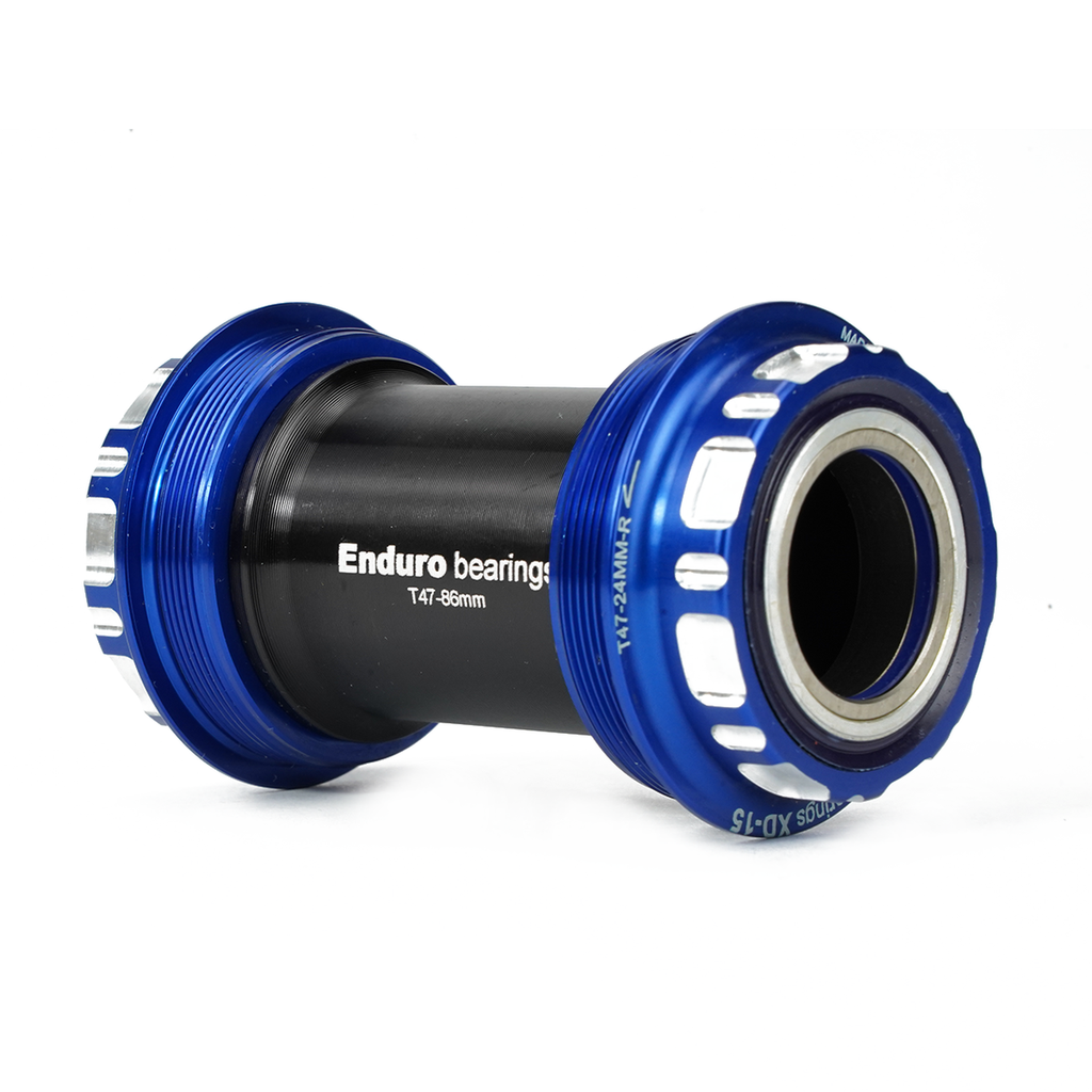BKC-0742 - T47-External Threaded, Ceramic Hybrid, XD15 Corsa, 45 degree Angular Contact, Bearing Bottom Bracket for T47 Framesets and Shimano 24mm Cranksets - Blue