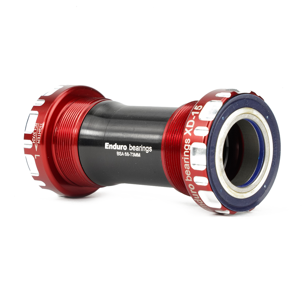 BKC-0550 - BSA Thread-In, Ceramic, XD15 Corsa, 45 degree Angular Contact, Bearing Bottom Bracket for 68mm BSA Threaded Framesets for Shimano 24mm Cranksets - RED
