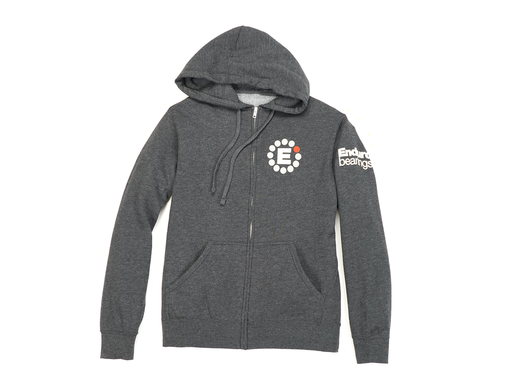 SS-0001-SM - Enduro Bearings Hoodie | Independent Trading Company | full zip, long sleeve | unisex | size SM | dark gray heather
