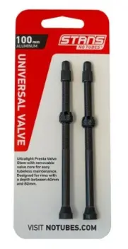 VALVULA STAN´S ALU V/F 100MM NEGRA (TARJETA 2PZAS)