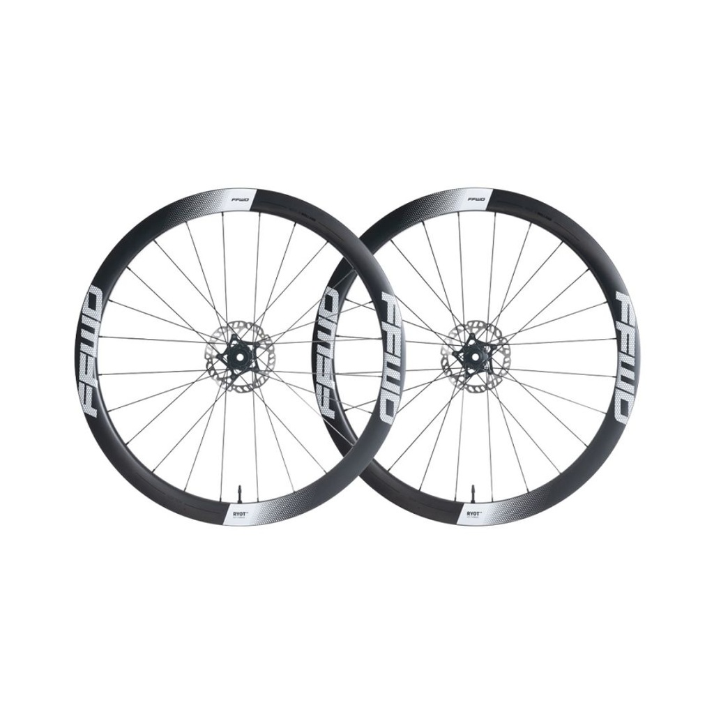 JUEGO DE RUEDAS FFWD RYOT (44MM) FULL CARBON FFWD (HG) NEGRO (CALCAS BLANCAS)