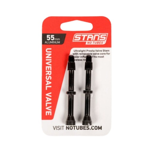 [SN-AS0151] VALVULA STAN´S ALU V/F 55MM NEGRAS (TARJETA 2PZAS)