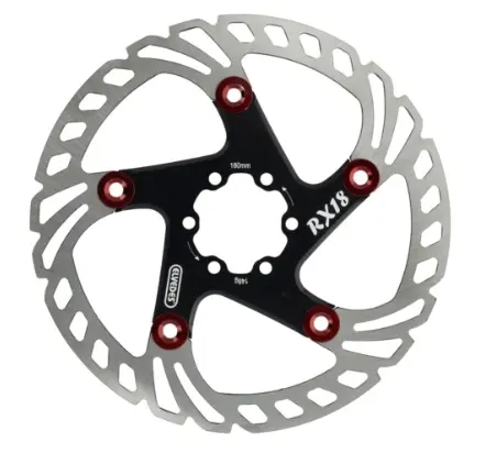 [EV-2015207] RX18 FLOATING ROTOR ø180mm 148g WITH 6 ROTOR BOLTS BLACK AND RED 