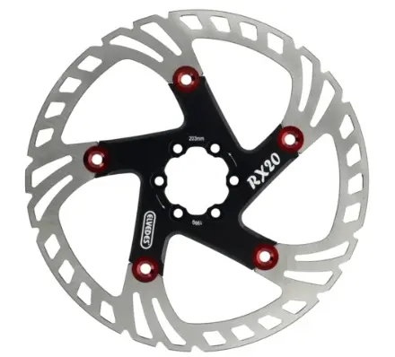 [EV-2015208] RX20 FLOATING ROTOR ø203mm 198g WITH 6 ROTOR BOLTS BLACK AND RED 
