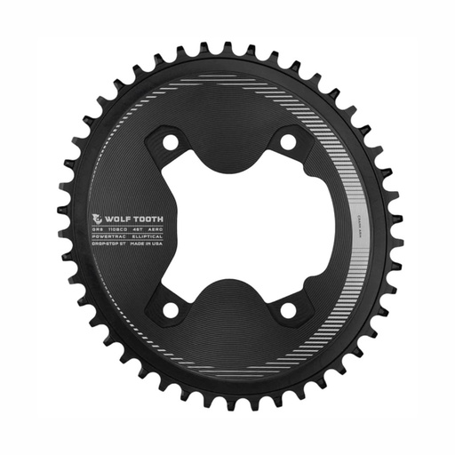 [WT-110GR4-V-S-00F-46A] WOLFTOOTH MONOPLATO AERO BCD110X46T OVALADO NEGRO SHIMANO GRX 12V